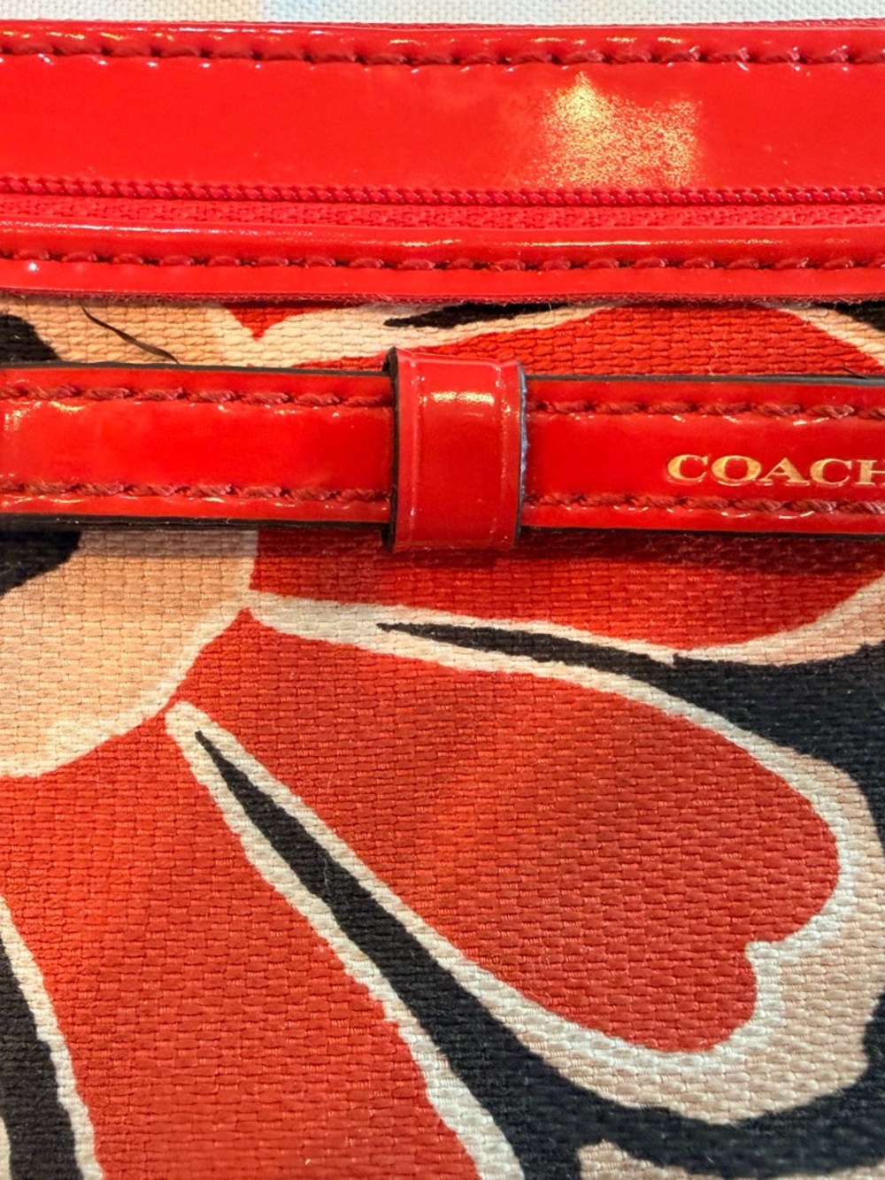 Coach Poppy Double Zip Wallet Floral Scarf Print Patent Leather - Picture 4 of 11